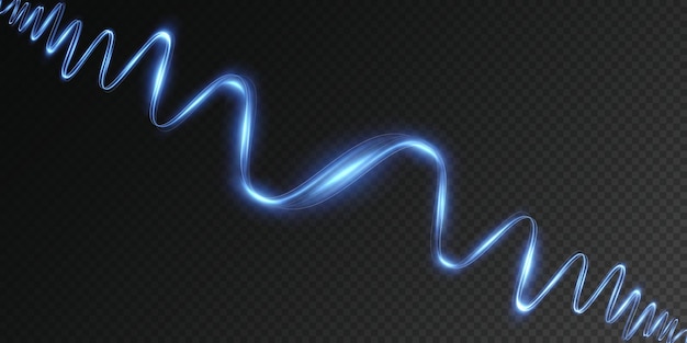 Glowing blue dynamic twirl futuristic light strip line in motion on a transparent background png