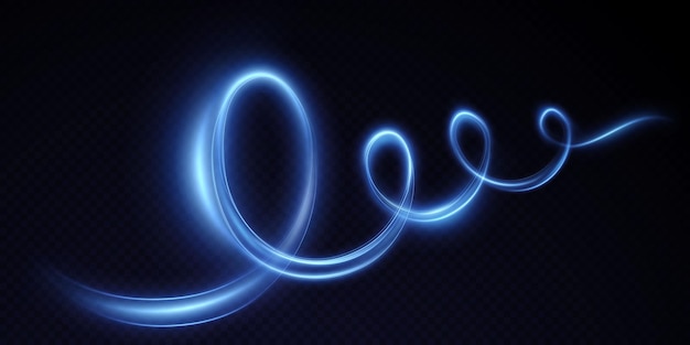 Glowing blue dynamic twirl PNG Futuristic light strip line in motion on a transparent background