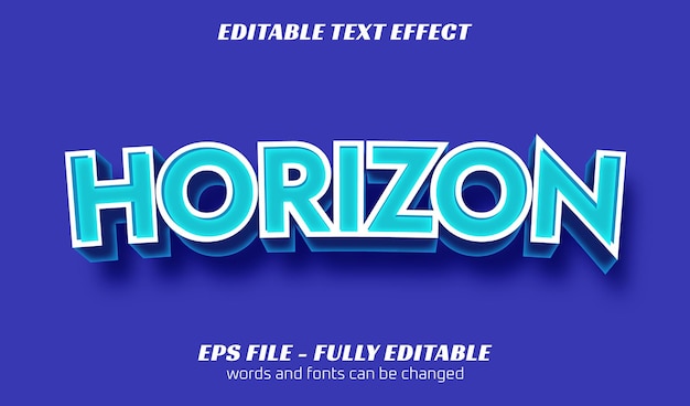 Vector glowing blue horizon editable text style effect