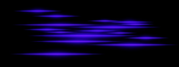 Светящиеся синие световые полосы на черном фоне Горизонтальные неоновые лучи создают эффект высокоскоростного движения, символизирующий футуристические технологии и цифровую энергию Scifi кибер абстрактный дизайн