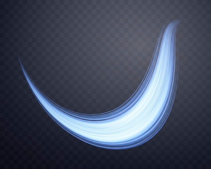 Vector glowing blue lines neon realistic energy speed abstract light effect