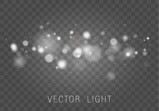 Glowing bokeh lights effect isolated on transparent background.