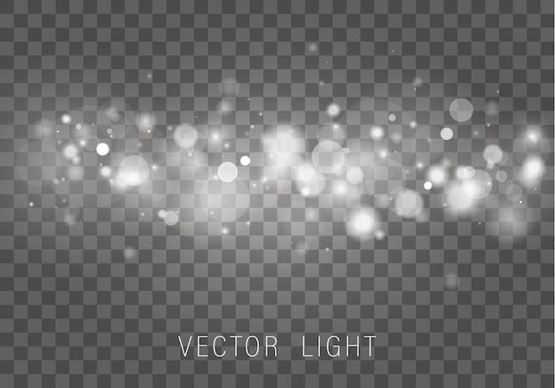 Glowing bokeh lights effect isolated on transparent background.