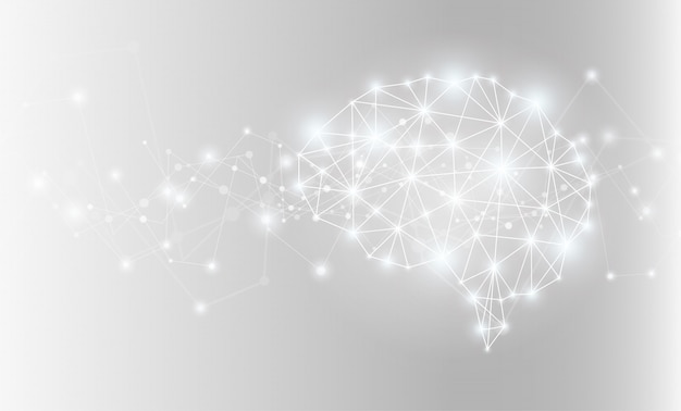 Vector glowing brain network background