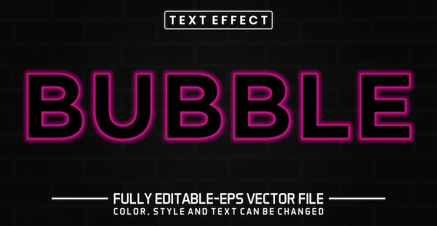 Glowing Bubble neon light Editable Graphic Style text effect