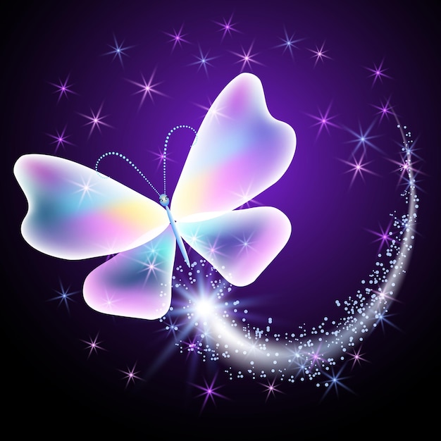 Glowing butterfly with sparkle stars