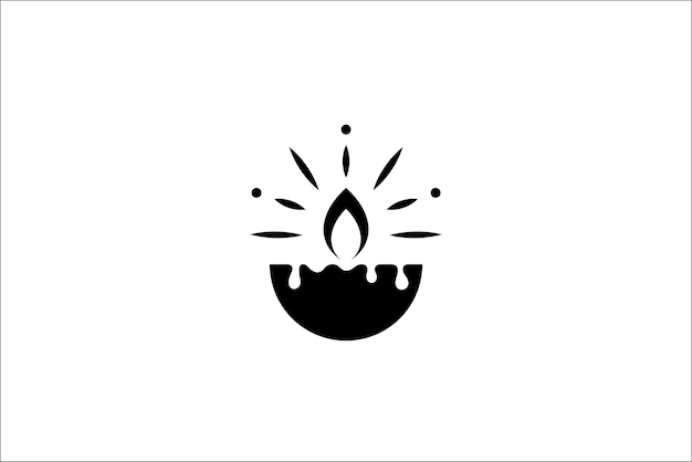 Glowing candle logo flat design