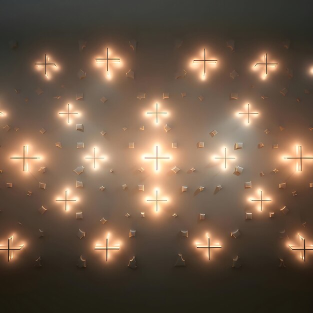 Vector glowing christian cross on dark background 3d illustration