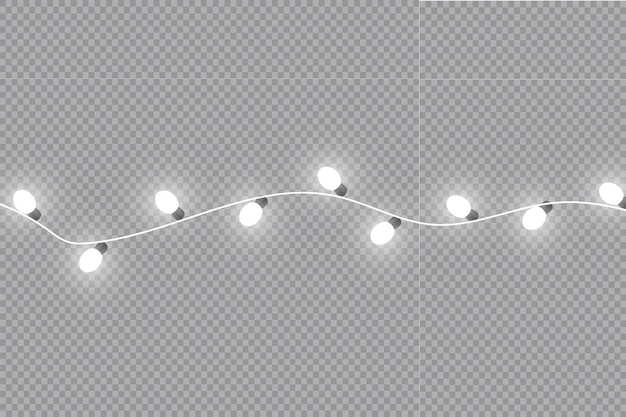 Glowing Christmas lights isolated realistic design elements