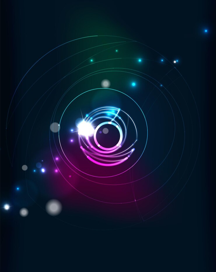 Vector glowing circle in dark space