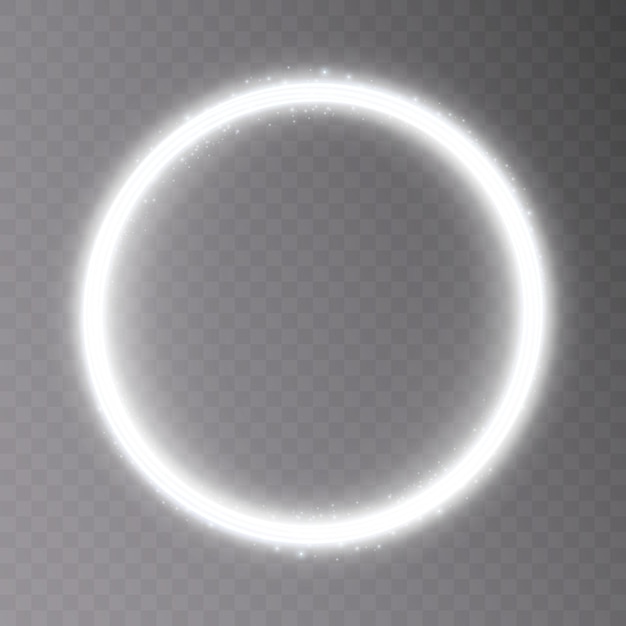 Вектор Светящийся круг на прозрачном фоне. светящееся кольцо с подсветкой.
