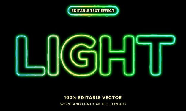 Редактируемый текстовый эффект светящейся красочной электрической волны