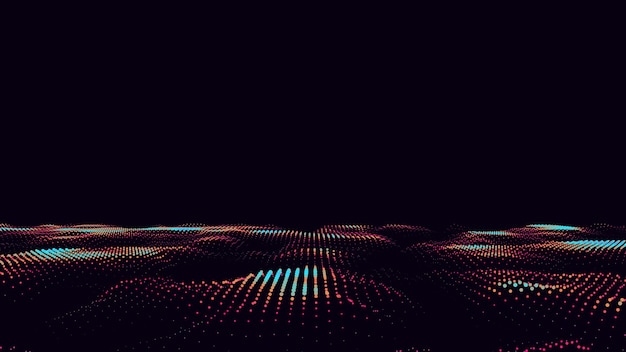 glowing colorful wave with motion dots vector abstract digital background concept connection big data futuristic technology backdrop