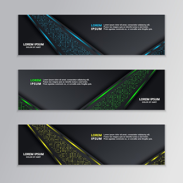 Vector glowing dark techno banner template