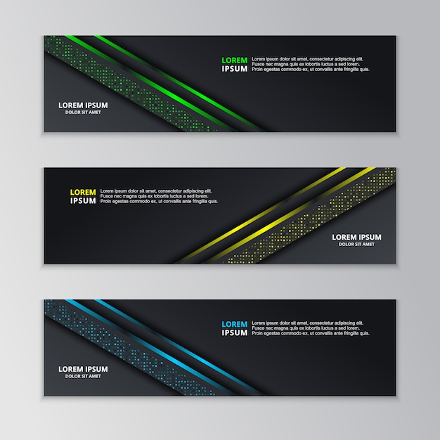 Vector glowing dark techno banner template