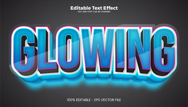 Glowing editable text effect in modern trend style