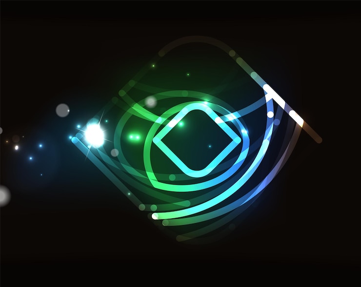 Vector glowing elements in dark space