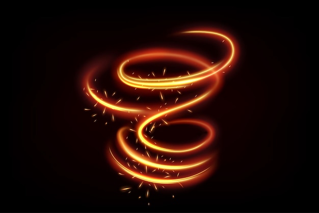 Vector glowing fire vortex, elegant gold swirl. vector illustration