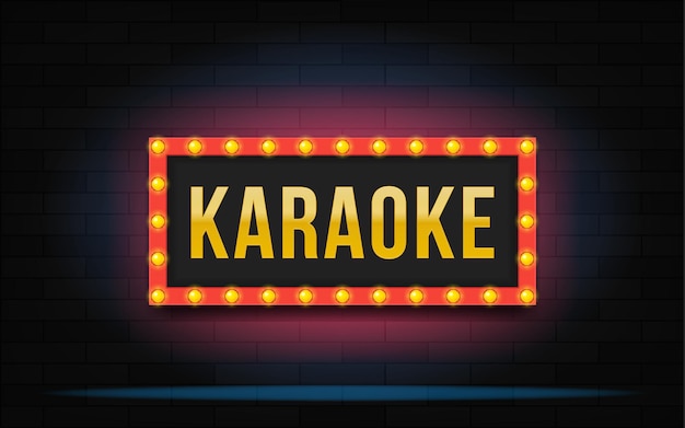 Glowing frame with lettering karaoke. Modern illustration.