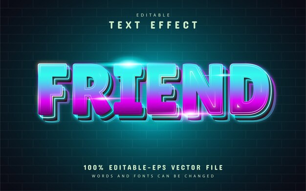 Glowing friend text effect with gradient