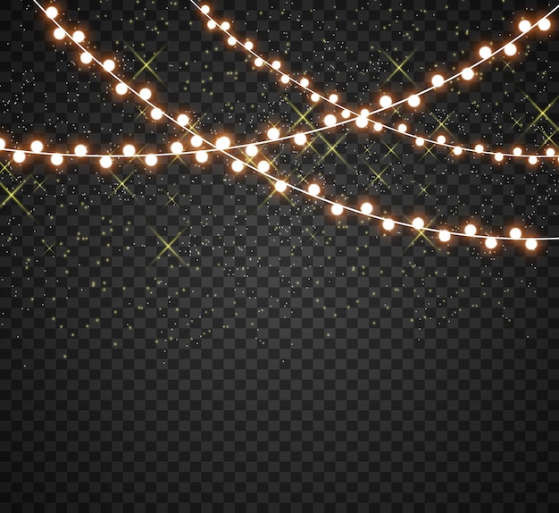 Vector glowing garland string lights.