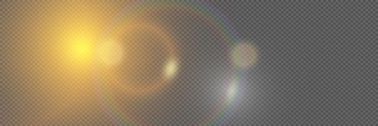 Vector glowing glare from the camera and light on a transparent background
