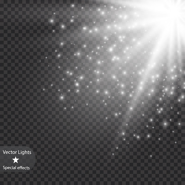 Glowing glitter light effects isolated realistic. shining elements and stars.