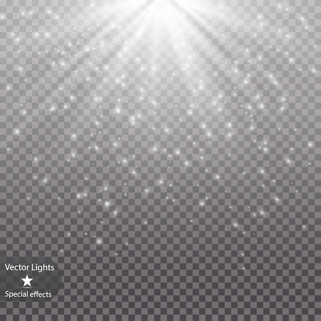 Glowing glitter light effects isolated realistic. shining elements and stars.