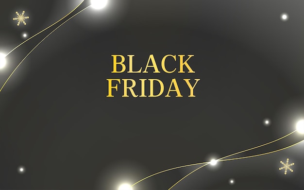 Glowing gold lines and black abstract background with Black Friday text