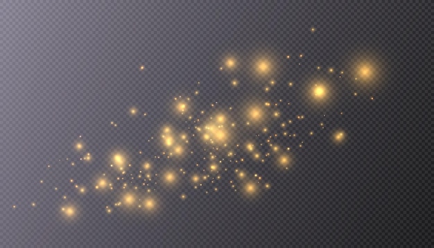 Glowing golden effect with lots of shiny particles isolated on transparent background. Vector star