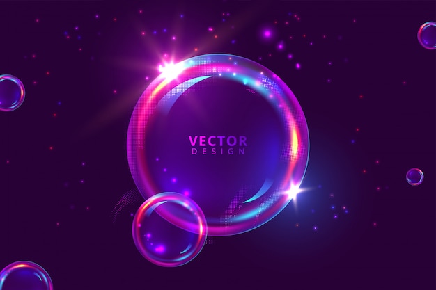 Vector glowing gradient bubbles modern background.