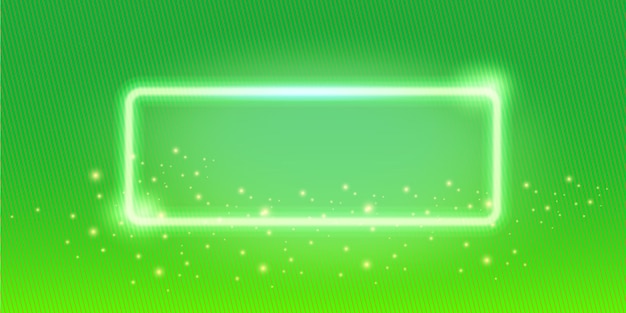 Glowing Green Neon Rectangle Frame Vector Vibrant Gradient Background with Subtle Lines and Sparkles Modern Abstract Design for Text Overlays and Product Spotlights