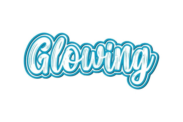 Glowing Hand drawn lettering Vector illustration Isolated on white background