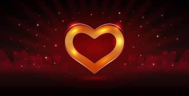 Glowing heart on dark red background