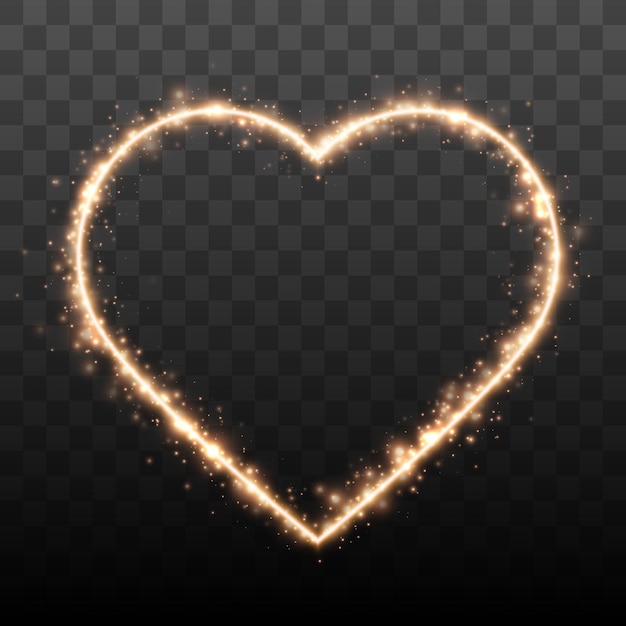 Vector glowing heart glitter heart shape with shine particles