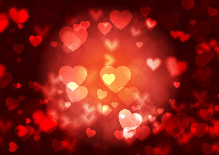 Vector glowing hearts background