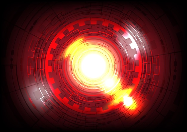 Vector glowing hud circle abstract hitech red background futuristic interface virtual reality technology screen