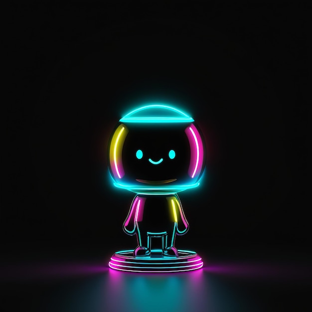 glowing light bulb in the form of a person 3D illustration of neon light glowing light bulb i