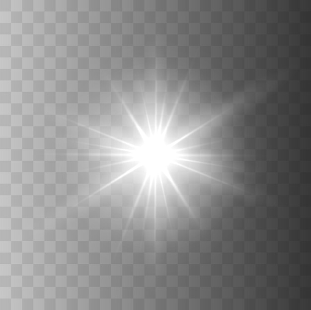 Glowing light effect glowing spark isolated on transparent background vector star explosion