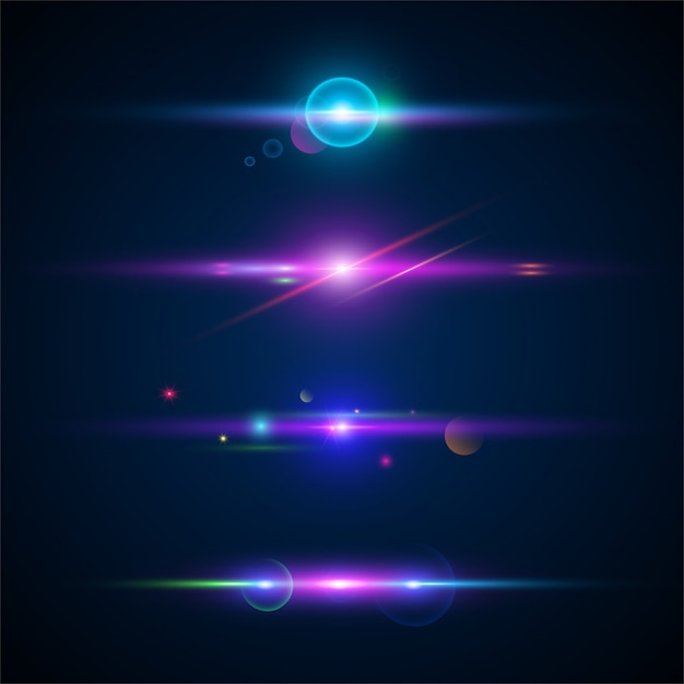 Vector glowing light effect set.