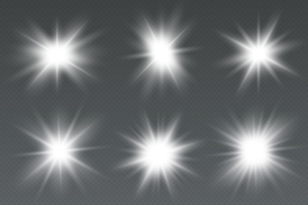 Вектор Светящиеся световые эффекты звезд вспыхивают с блестками
