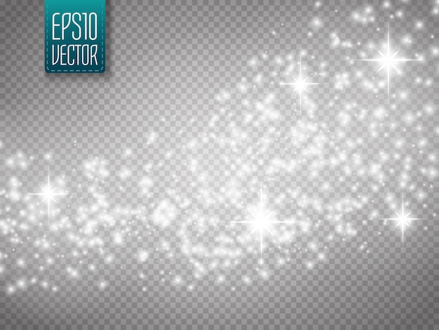 Vettore effetto di luce incandescente con particelle glitterate isolate