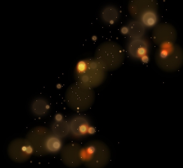 Glowing light effect with many glitter particles isolated on transparent background