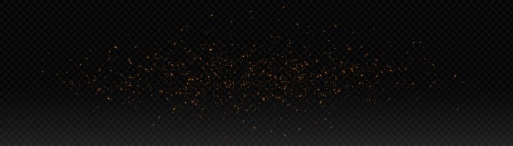 Vector glowing light effect in yellow gold color with lots of shiny particles isolated on dark background