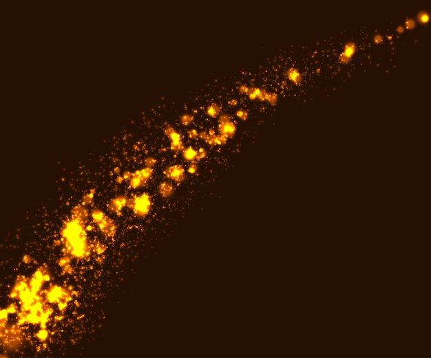 Vettore effetti di luce incandescente, flusso di particelle d'oro