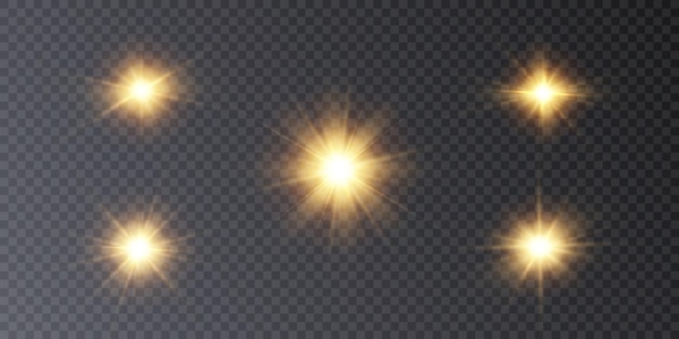 빛나는 빛은 황금색 태양 광선 특수 눈부심 조명 효과로 빛을 폭발시킵니다.