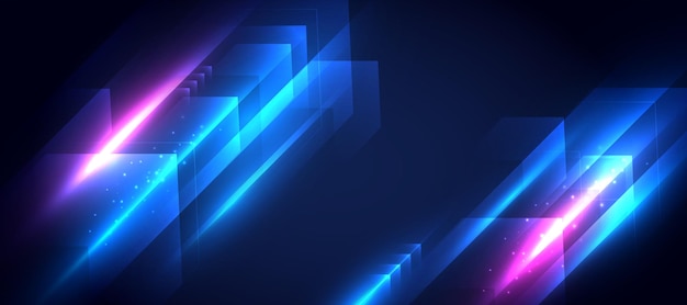 Vector glowing light speed lines movement futuristic background.