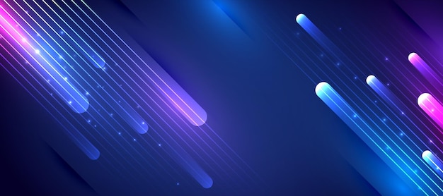 Vector glowing light speed lines movement futuristic background.