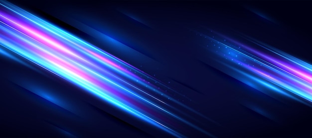 Vector glowing light speed lines movement futuristic background