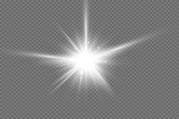 Glowing light star with sparkles golden light effect vector illustration